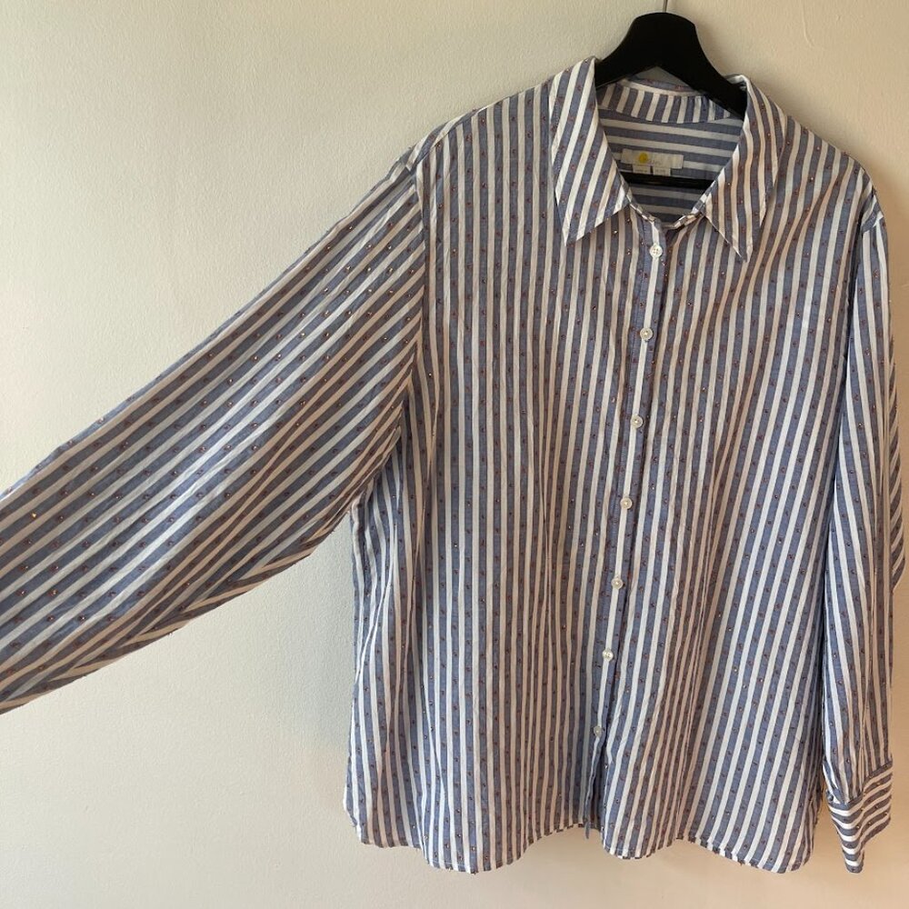 Boden Striped button-down blouse with copper metallic fleck - 16/18R - Picture 5 of 8